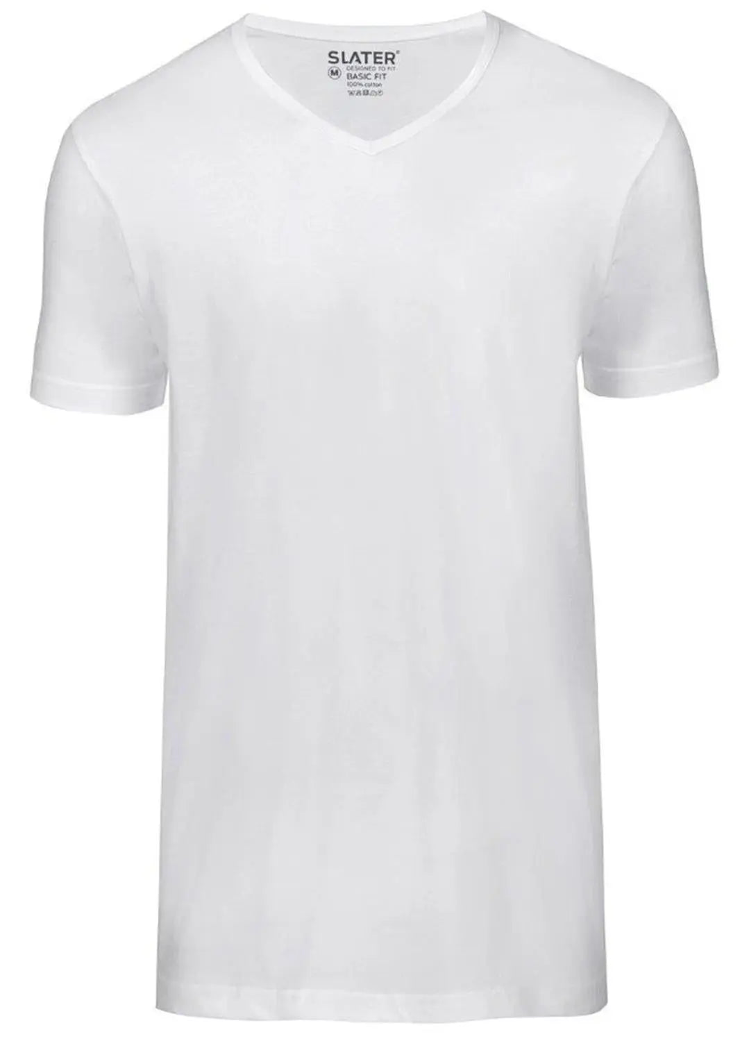 Slater basic fit v-hals 2-pack-100% Katoen-HEREN ONDER- EN BADMODE-Wit