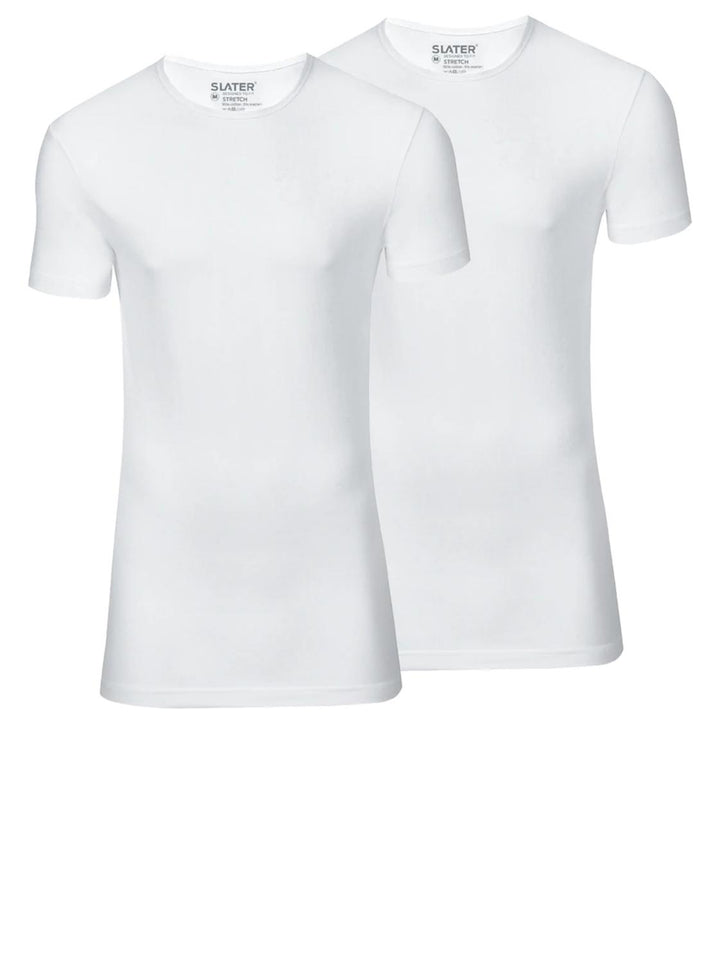 Slater stretch ronde hals 6500-95% katoen 5% elastaan-HEREN ONDER- EN BADMODE-Wit