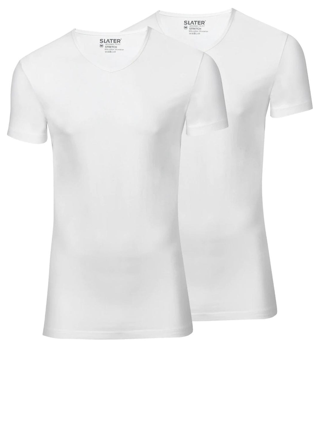 Slater stretch V-hals 6600-95% katoen 5% elastaan-HEREN ONDER- EN BADMODE-Wit
