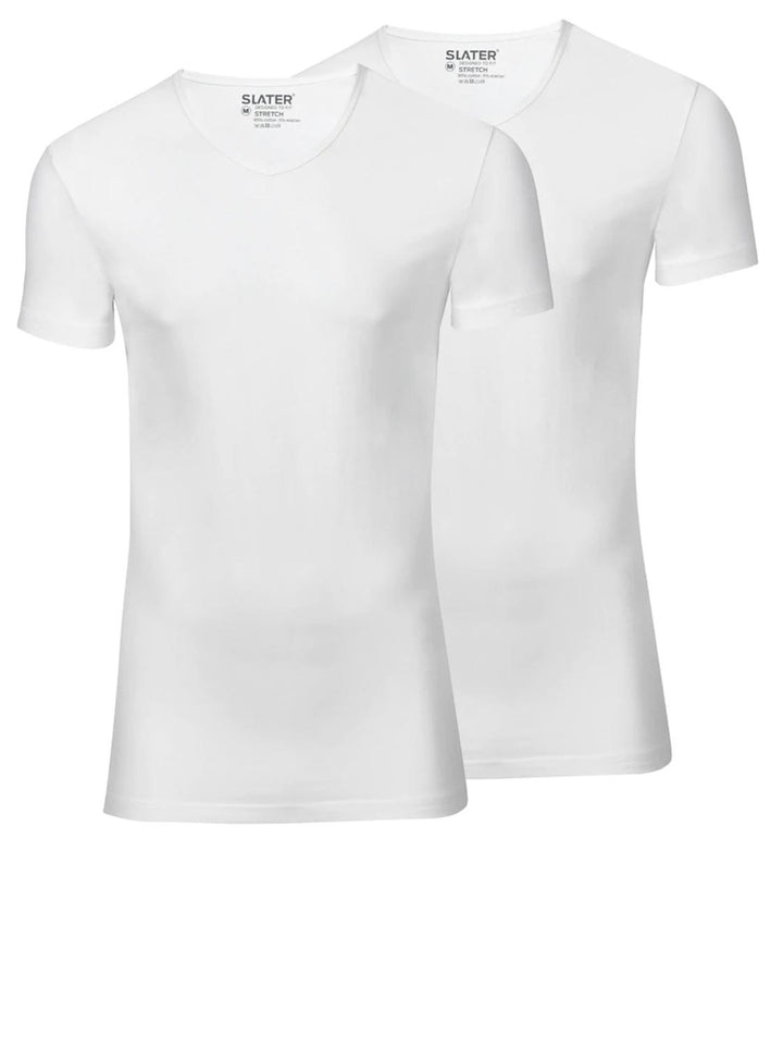 Slater stretch V-hals 6600-95% katoen 5% elastaan-HEREN ONDER- EN BADMODE-Wit