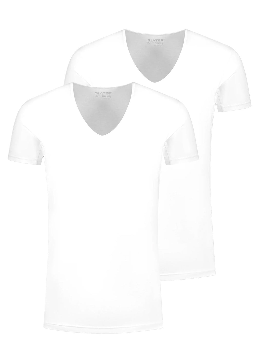 Slater T-Shirt V-hals 2-Pack – Wit-68% TENCEL, 28% katoen, 4% elastaan-HEREN ONDER- EN BADMODE-Wit