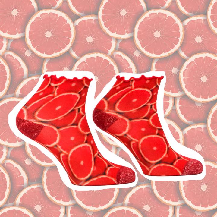 SOCK MY FEET grapefruit-40% biologisch katoen, 35% gerecycled polyester, 21% gerecycled polyamide, 2% gemetalliseerde vezels, 2% elastaan-DAMES ONDER- EN BADMODE-Rood