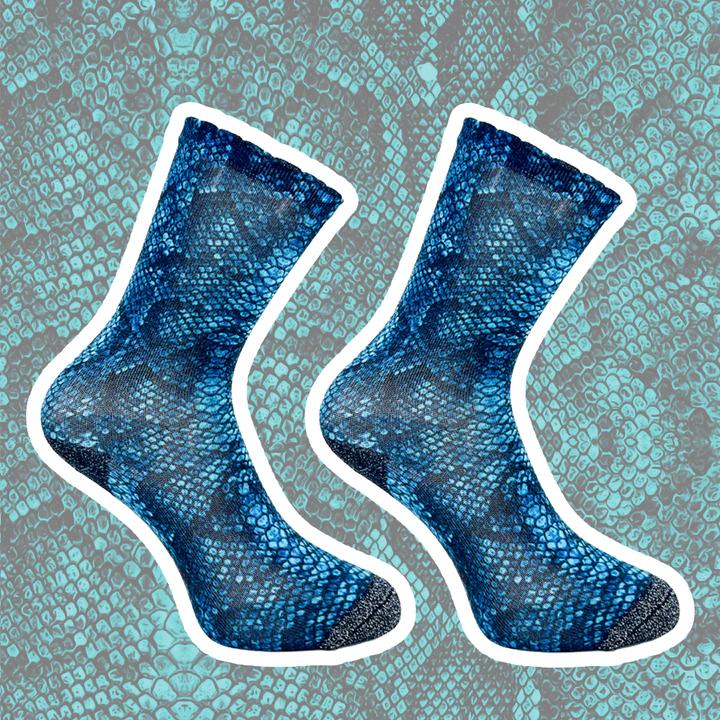 SOCK MY FEET python-40% biologisch katoen, 35% gerecycled polyester, 21% gerecycled polyamide, 2% gemetalliseerde vezels, 2% elastaan-DAMES ONDER- EN BADMODE-Blauw
