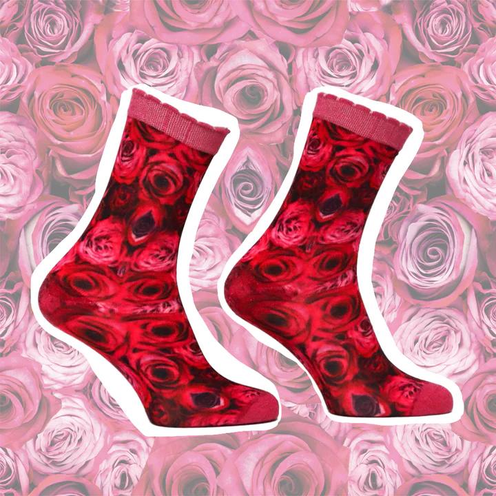 SOCK MY FEET roze rozen-40% biologisch katoen, 35% gerecycled polyester, 21% gerecycled polyamide, 2% gemetalliseerde vezels, 2% elastaan-DAMES ONDER- EN BADMODE-Roze
