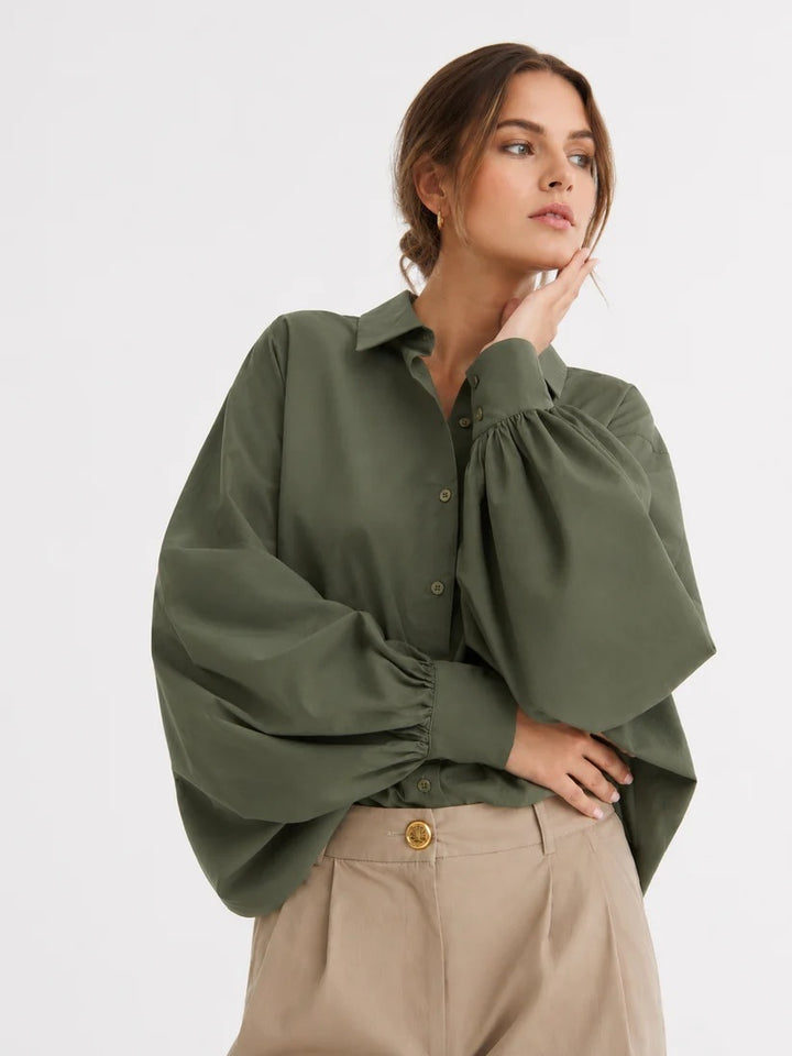 SoSUE Antonia Blouse – Groen-100% katoen-DAMES TOPS & BLOUSES-Groen