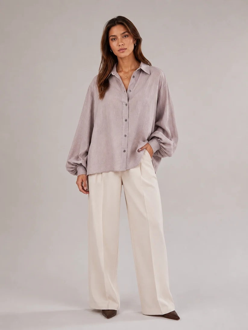 SoSUE Antonia Flanellen Blouse – Grijs-100% katoen-DAMES TOPS & BLOUSES-Grijs