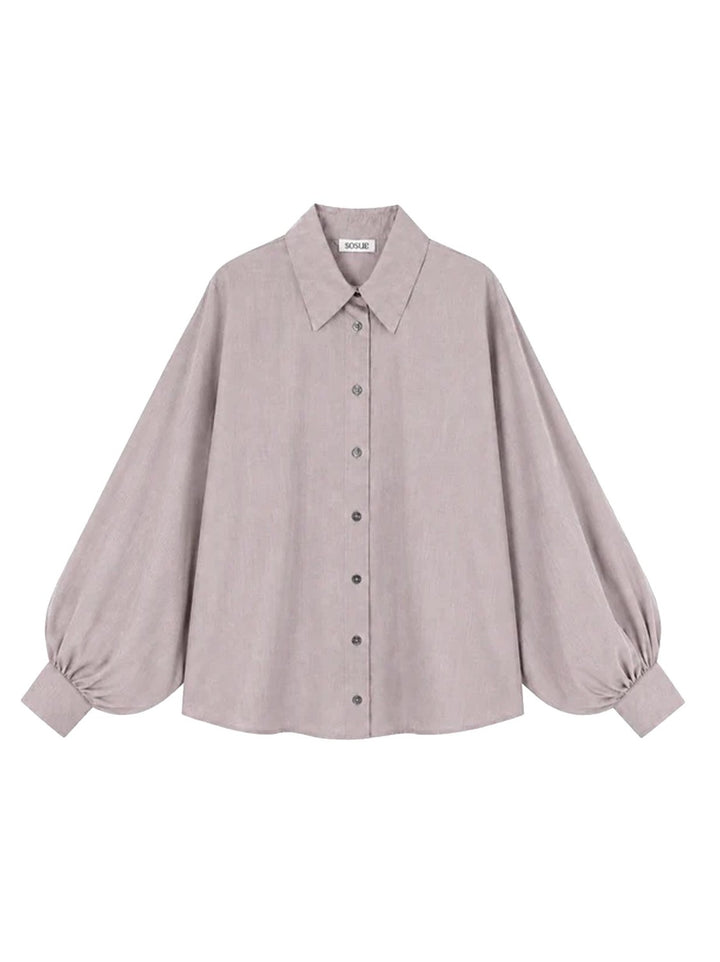 SoSUE Antonia Flanellen Blouse – Grijs-100% katoen-DAMES TOPS & BLOUSES-Grijs