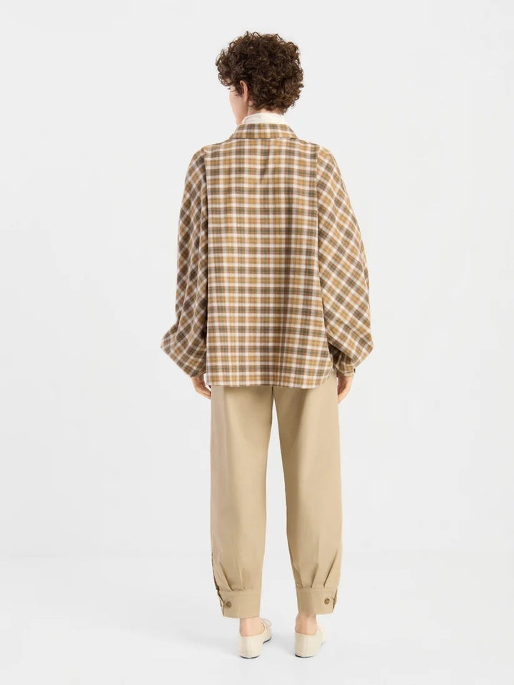 SoSUE Antonia Flanellen Ruitblouse – Bruin-100% katoen-DAMES TOPS & BLOUSES-Bruin
