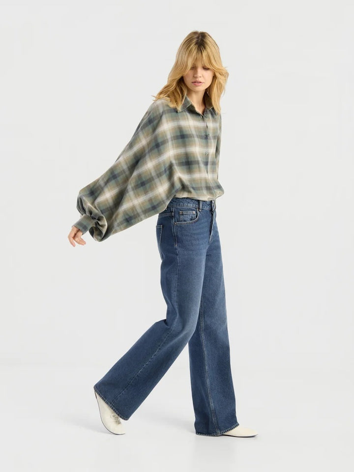 SoSUE Antonia Ruitblouse – Groen-100% katoen-DAMES TOPS & BLOUSES-Groen