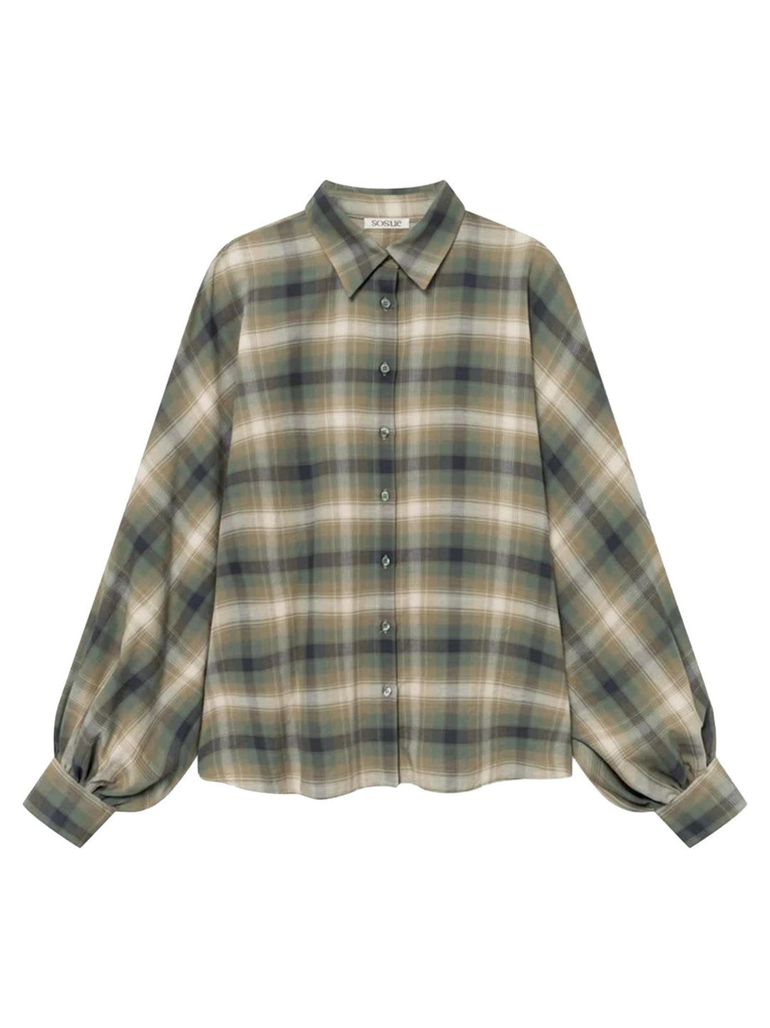 SoSUE Antonia Ruitblouse – Groen-100% katoen-DAMES TOPS & BLOUSES-Groen