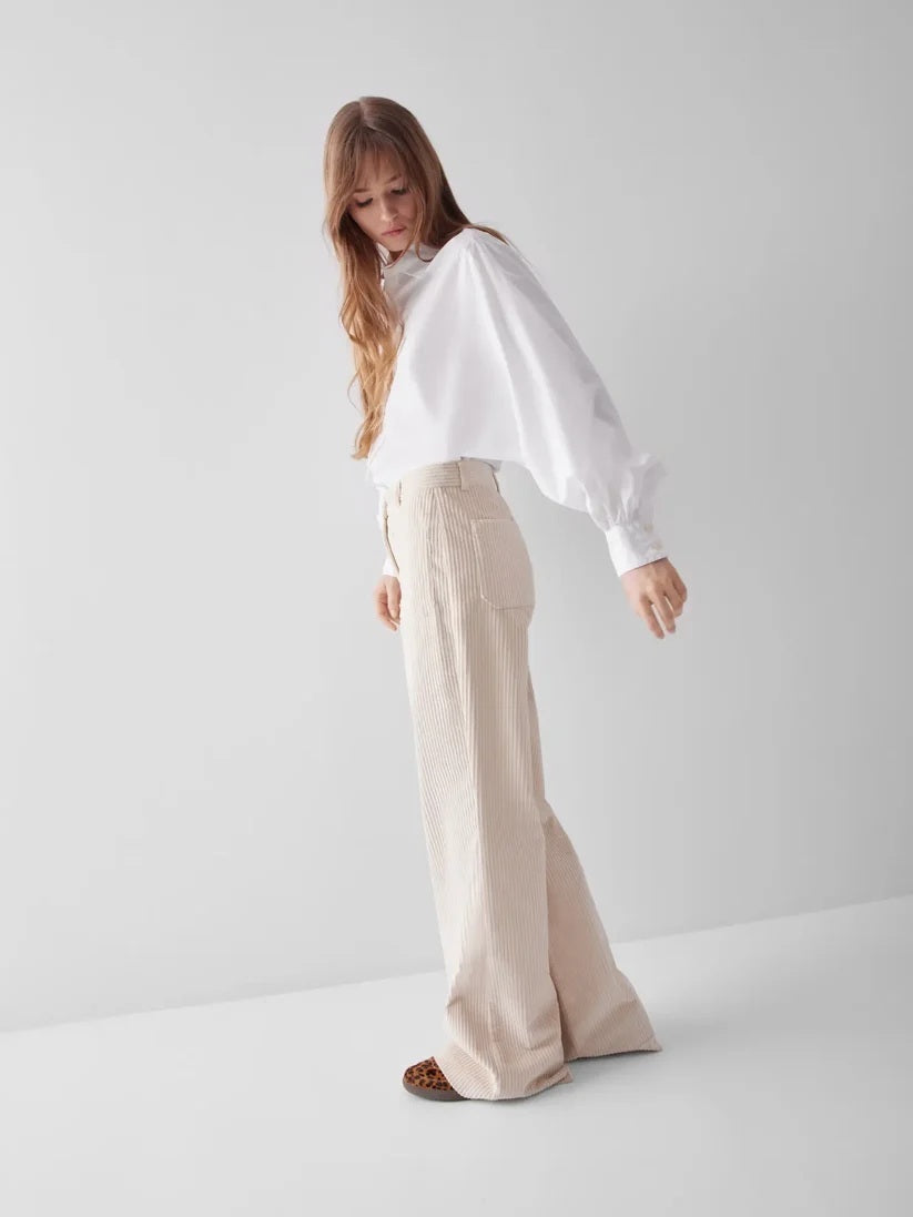 SoSUE Antonia Slim Blouse – Wit-100% katoen-DAMES TOPS & BLOUSES-Wit