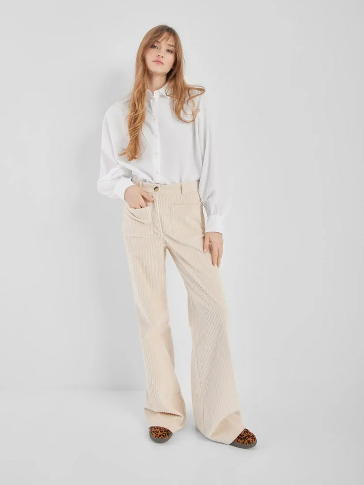 SoSUE Antonia Slim Blouse – Wit-100% katoen-DAMES TOPS & BLOUSES-Wit