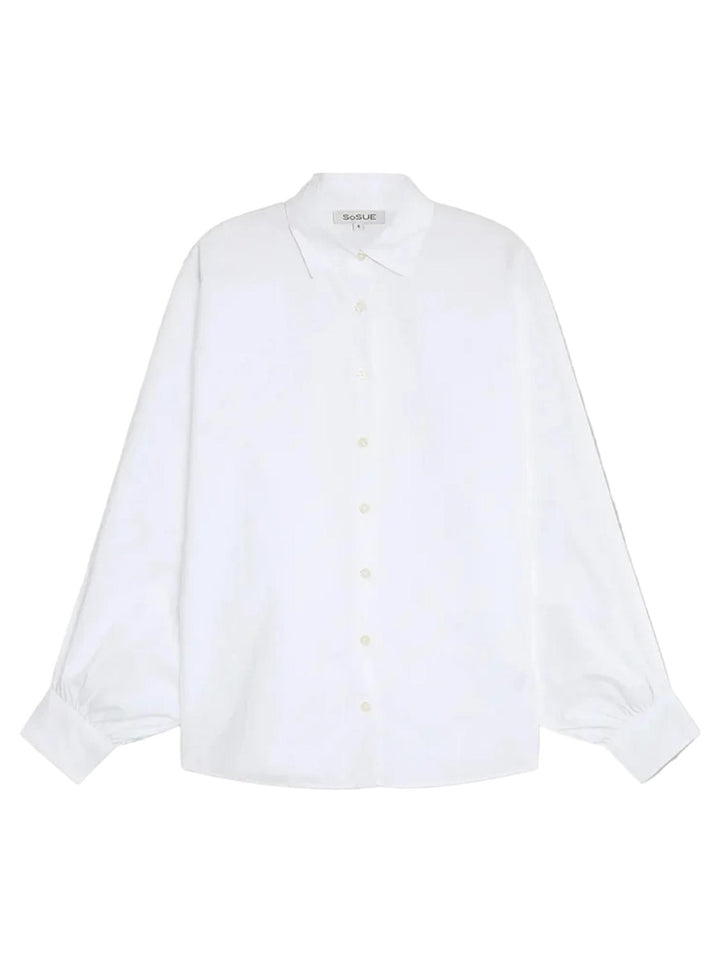 SoSUE Antonia Slim Blouse – Wit-100% katoen-DAMES TOPS & BLOUSES-Wit