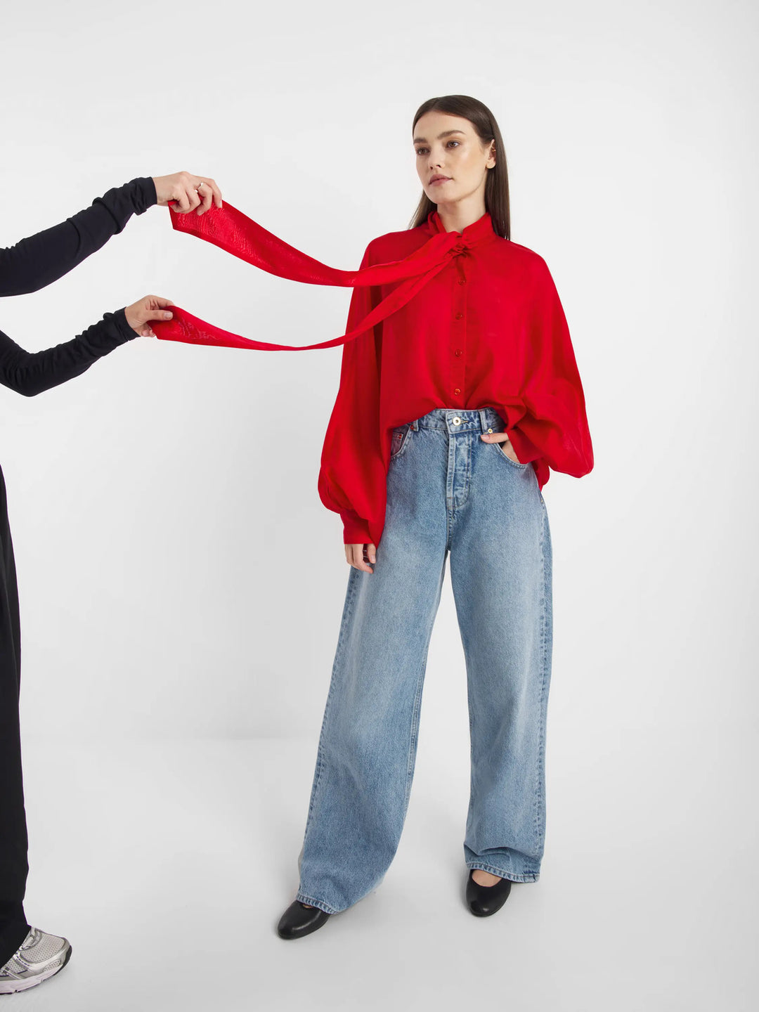 SoSUE – Antonia Strikblouse Rood-85% lycocell, 15% polyester-DAMES TOPS & BLOUSES-Rood