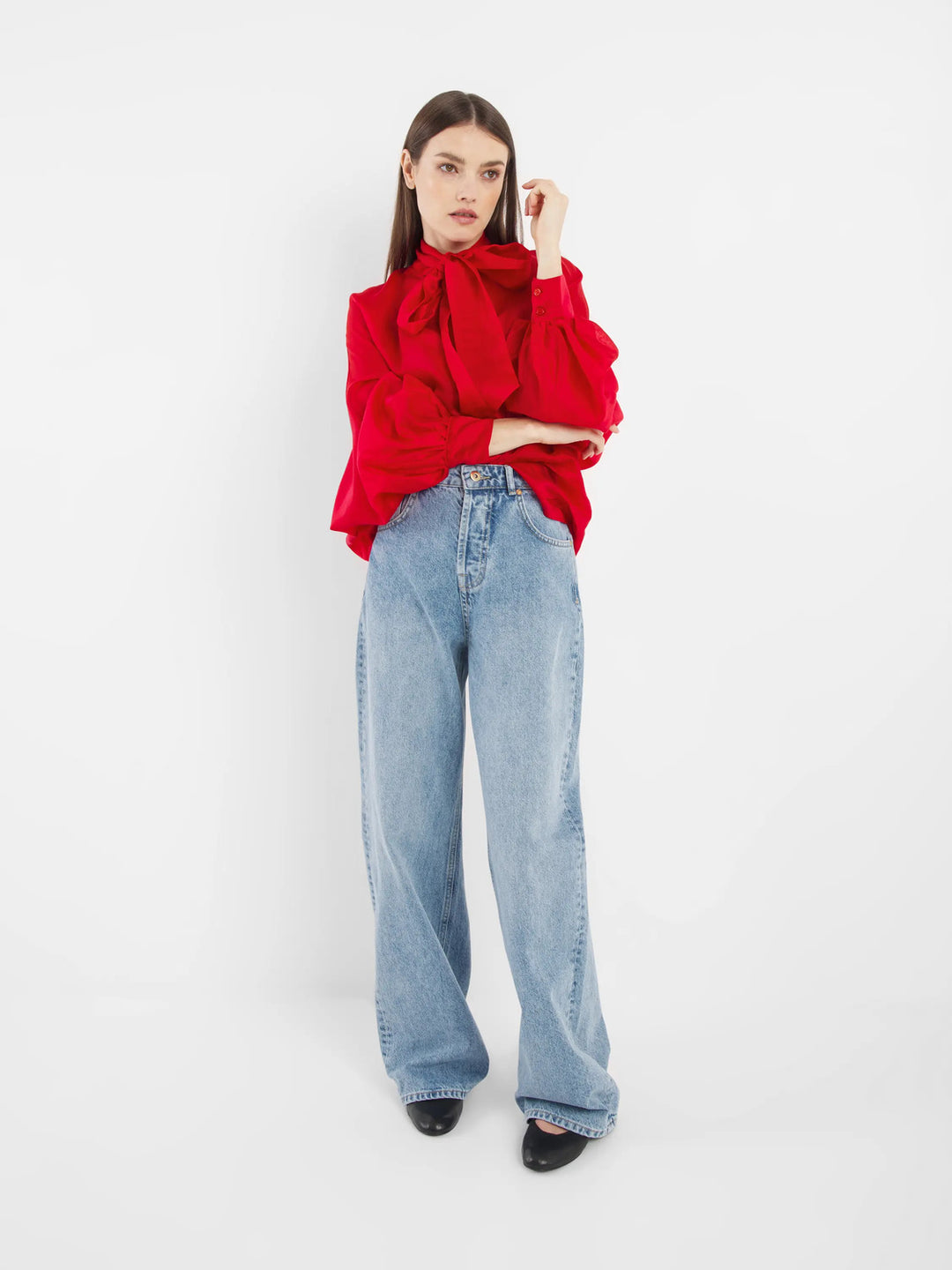 SoSUE – Antonia Strikblouse Rood-85% lycocell, 15% polyester-DAMES TOPS & BLOUSES-Rood