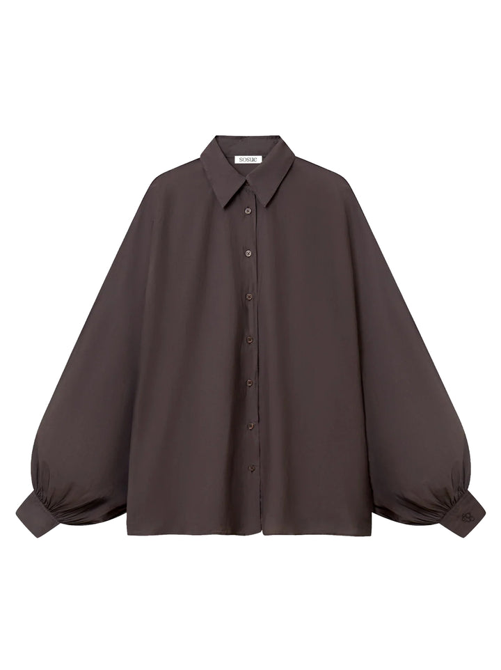 SoSUE Antonia Voile Blouse – Bruin-100% katoen-DAMES TOPS & BLOUSES-Bruin