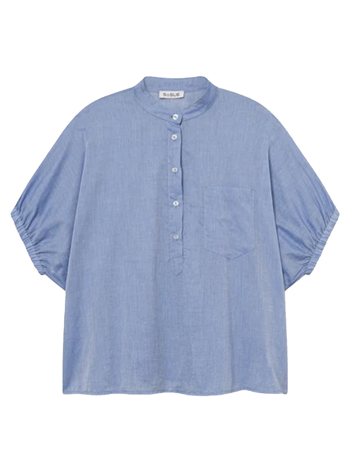 SoSUE Blouse – Blauw-100% katoen-DAMES TOPS & BLOUSES-Blauw