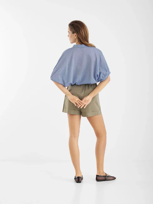 SoSUE Blouse – Blauw-100% katoen-DAMES TOPS & BLOUSES-Blauw
