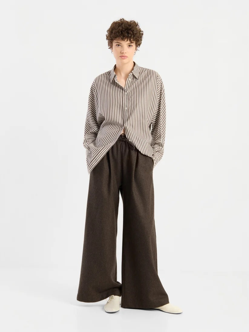 SoSUE Blouse Husband Grote Strepen – Bruin-100% Tencel-DAMES TOPS & BLOUSES-Bruin