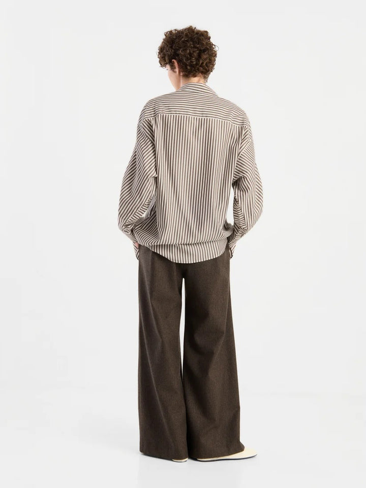 SoSUE Blouse Husband Grote Strepen – Bruin-100% Tencel-DAMES TOPS & BLOUSES-Bruin