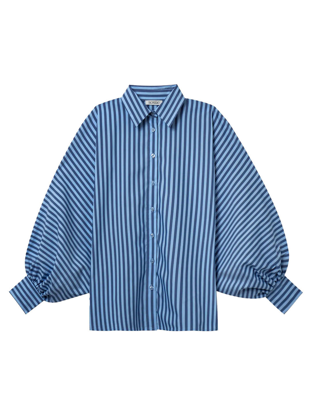 SoSUE Blouse Lange Mouw – Blauw-100% katoen-DAMES TOPS & BLOUSES-Blauw