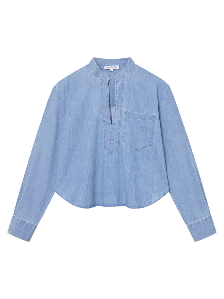 SoSUE blouse Polo Denim-100% Katoen-DAMES TOPS & BLOUSES-Blauw
