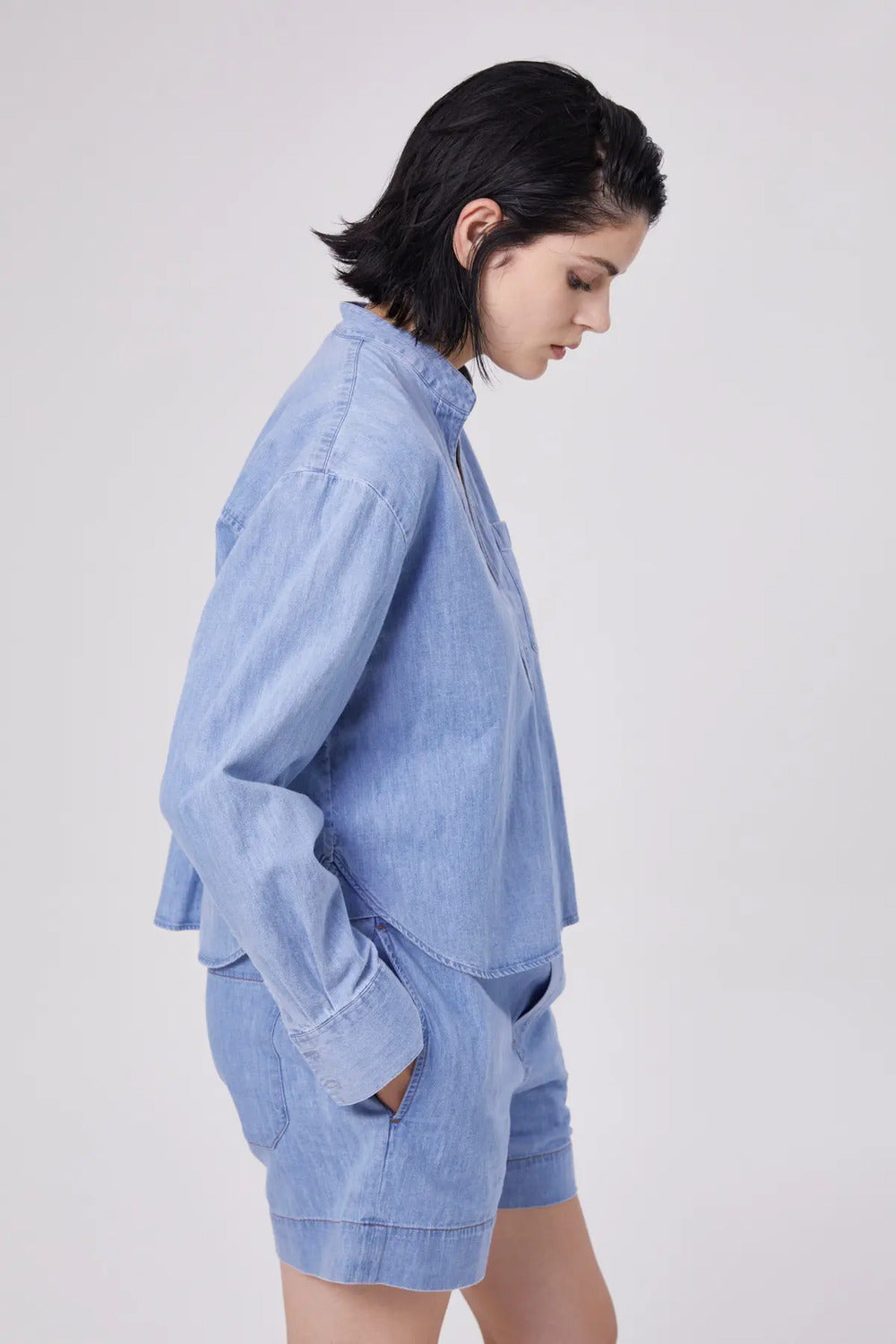 SoSUE blouse Polo Denim-100% Katoen-DAMES TOPS & BLOUSES-Blauw