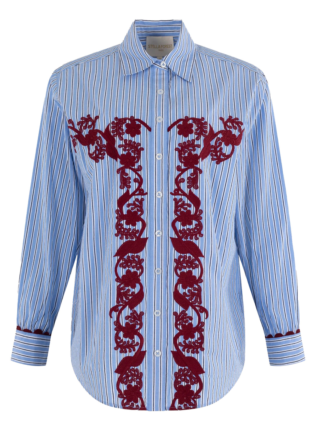 Stella Forest Blouse Lange Mouw – Blauw-100% katoen-DAMES TOPS & BLOUSES-Blauw