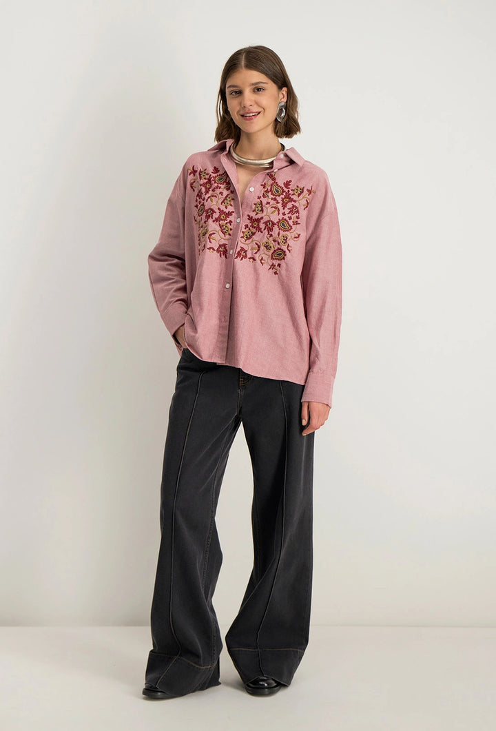 Stella Forest Blouse Lange Mouw – Rood-100% katoen-DAMES TOPS & BLOUSES-Rood