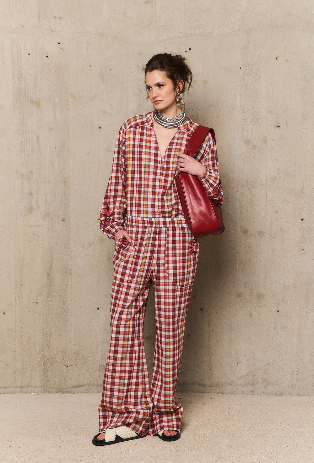 Stella Forest blouse Petra bordeaux-100% Katoen-DAMES TOPS & BLOUSES-Rood