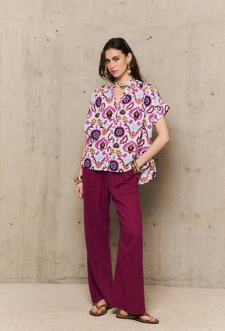 Stella Forest blouse Yucatan-65% Katoen<br />35% Viscose-DAMES TOPS & BLOUSES-Roze