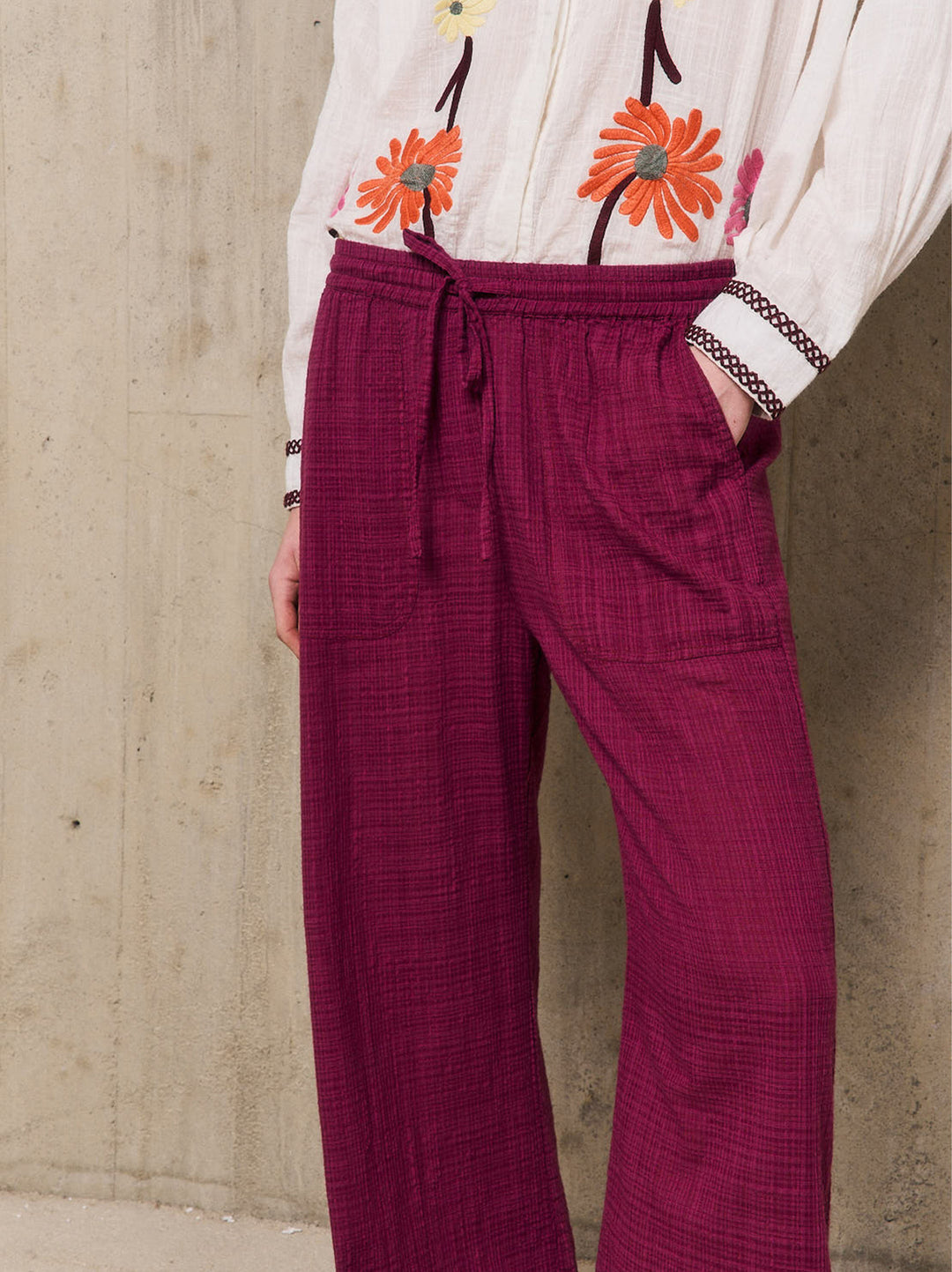 Stella Forest CANDICE palazzo broek-DAMES BROEKEN-Bordeaux