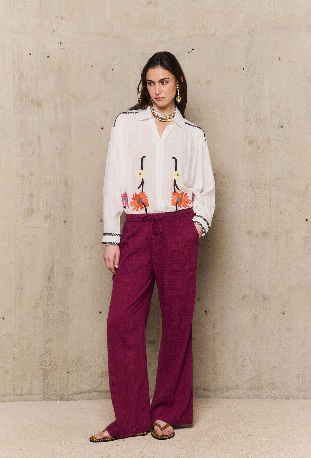 Stella Forest CANDICE palazzo broek-DAMES BROEKEN-Bordeaux