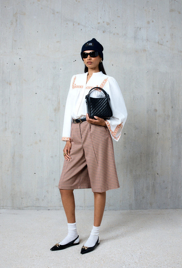 Stella Forest GALATEE losse korte blouse-100% cotton-DAMES TOPS & BLOUSES-Wit