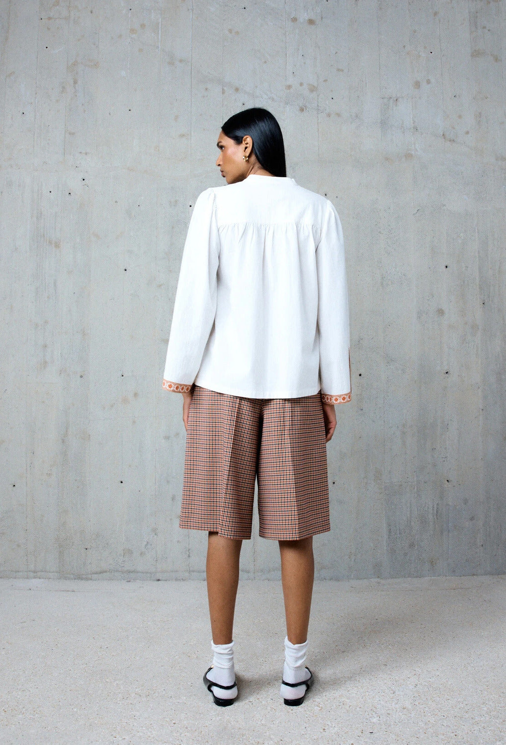 Stella Forest GALATEE losse korte blouse-100% cotton-DAMES TOPS & BLOUSES-Wit