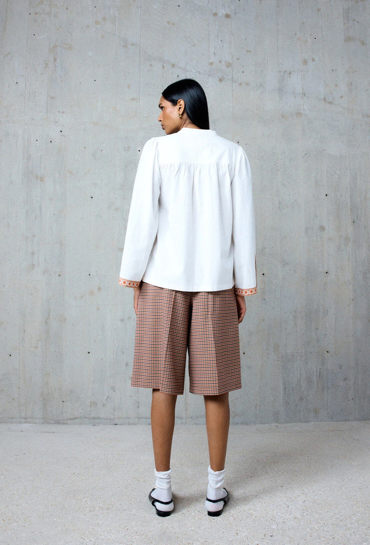 Stella Forest GALATEE losse korte blouse-100% cotton-DAMES TOPS & BLOUSES-Wit