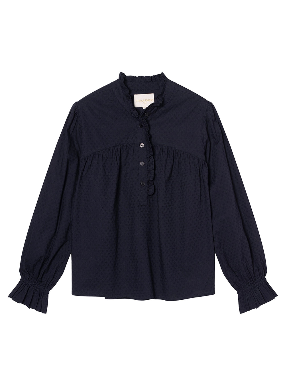 Stella Forest Hesme Blouse – Blauw-60% katoen, 40% viscose-DAMES TOPS & BLOUSES-Blauw