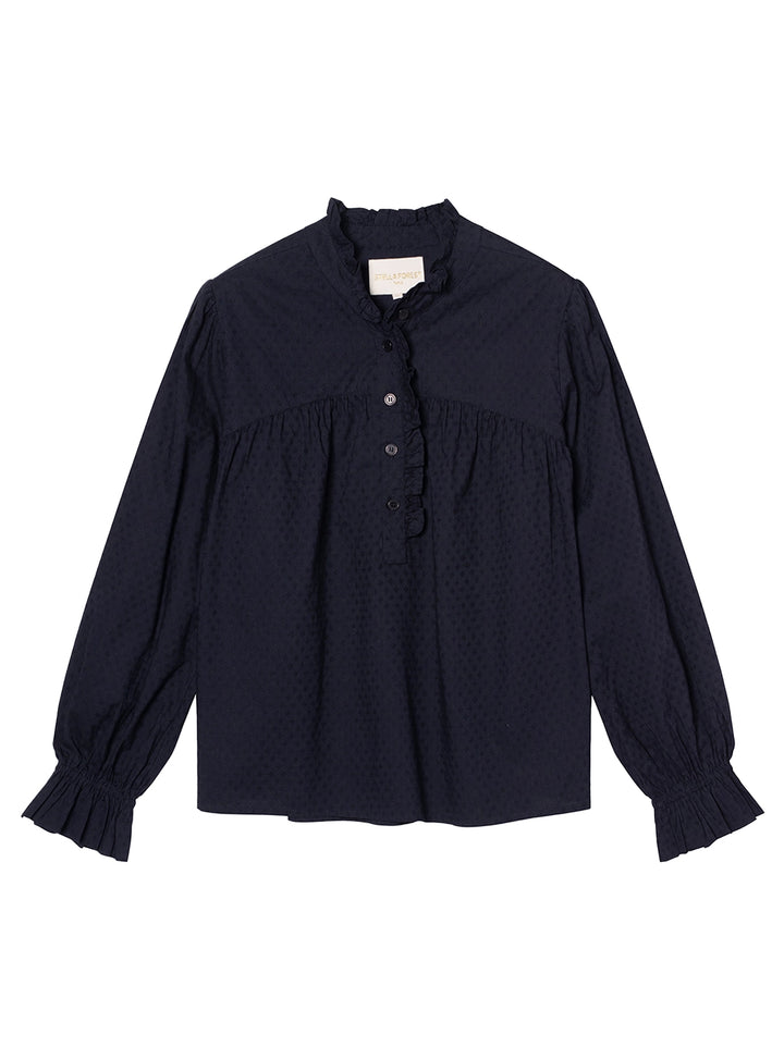 Stella Forest Hesme Blouse – Blauw-60% katoen, 40% viscose-DAMES TOPS & BLOUSES-Blauw