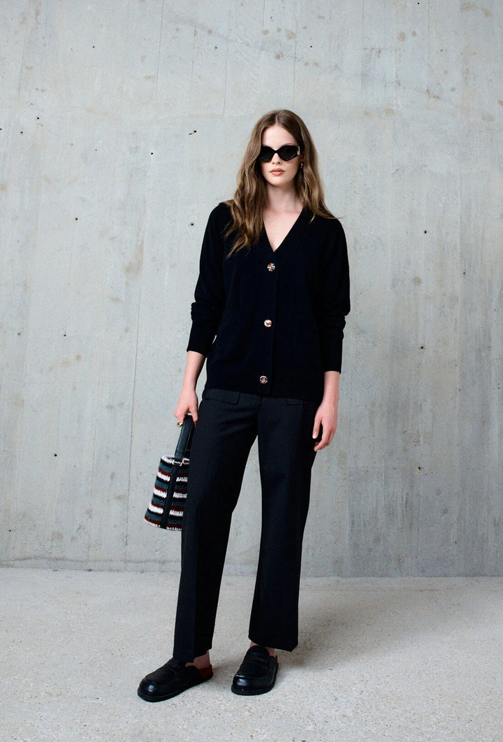 Stella Forest KATIE merino vest met zakken-100% merino wool-DAMES TRUIEN & VESTEN-Zwart