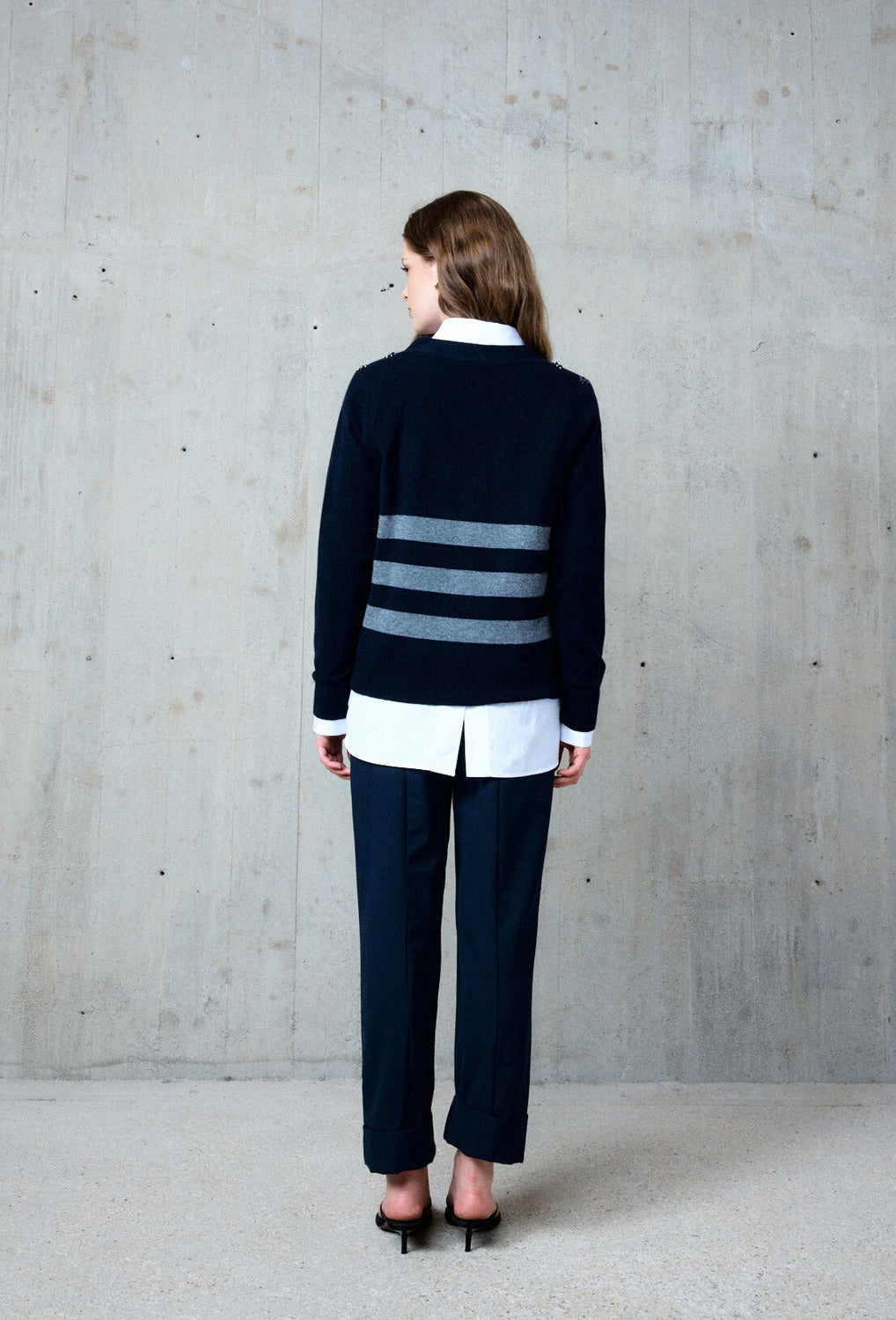 Stella Forest LILOU Ruim V-hals vest van wol-100% merino wool-DAMES TRUIEN & VESTEN-Blauw