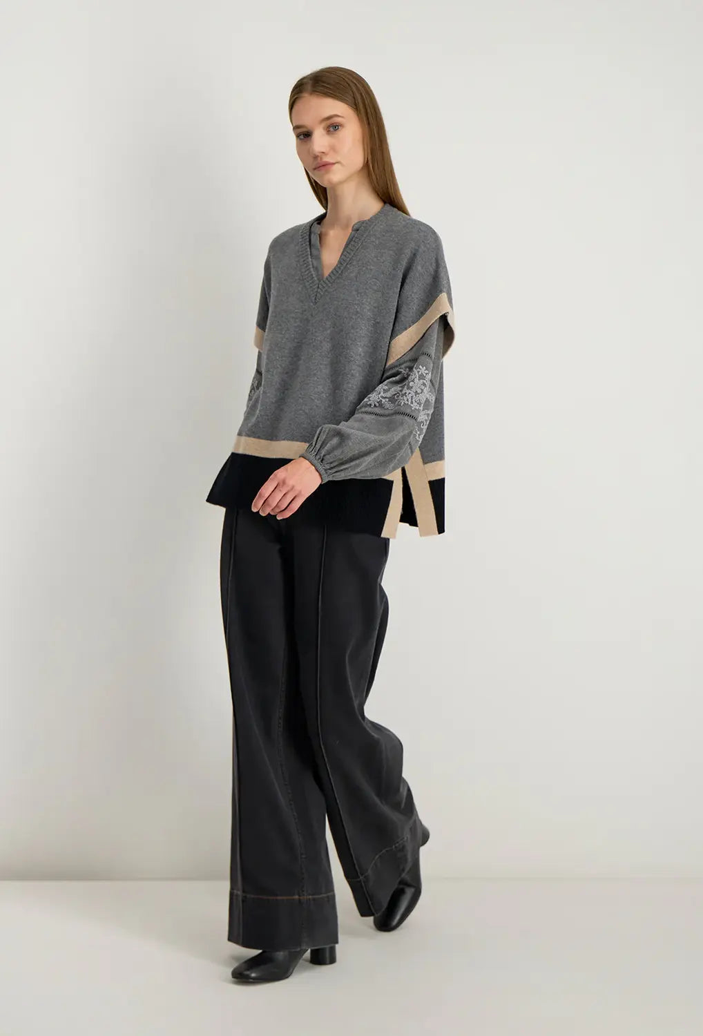 Stella Forest Poncho Sweater Vesper – Grijs-100% wol-DAMES TRUIEN & VESTEN-Grijs