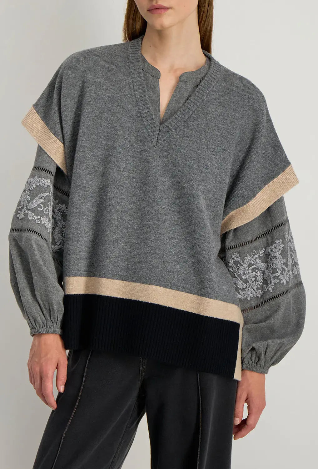 Stella Forest Poncho Sweater Vesper – Grijs-100% wol-DAMES TRUIEN & VESTEN-Grijs