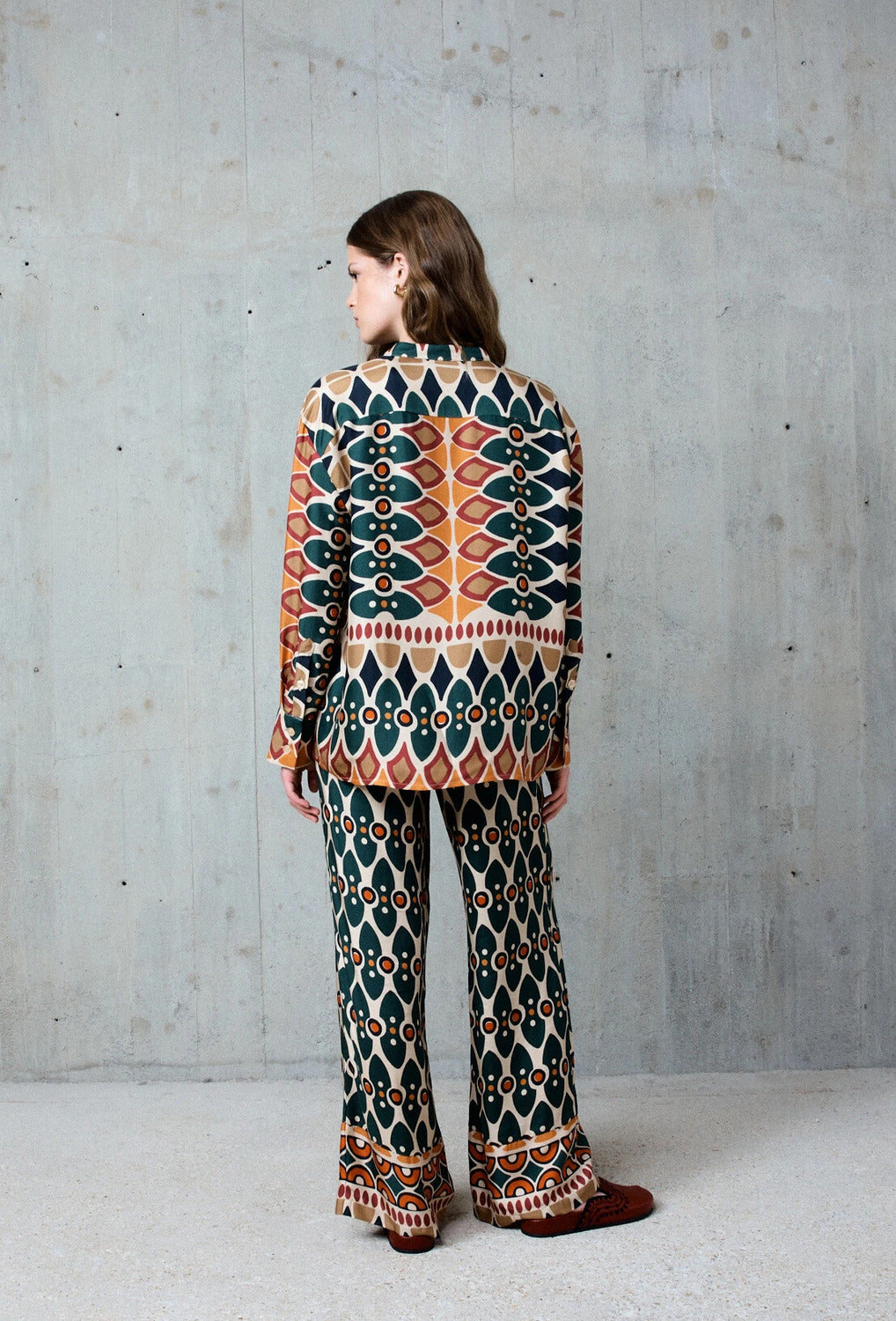 Stella Forest recht gesneden gedrukt overhemd-100% viscose-DAMES TOPS & BLOUSES-Groen