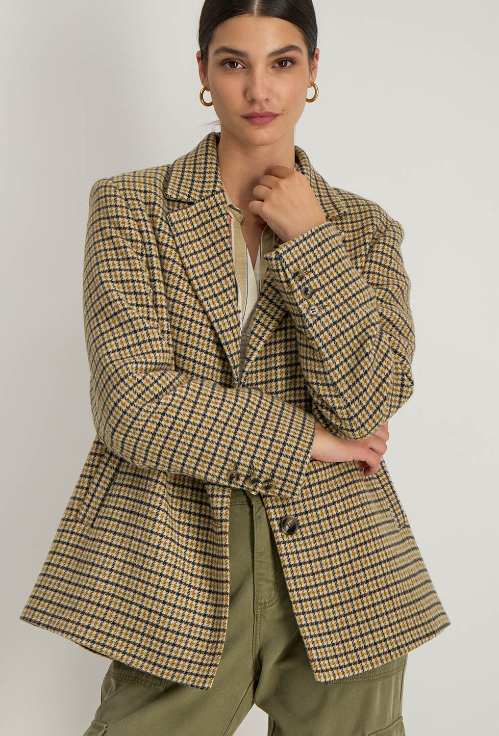 Stella Forest Wollen Blazer – Geel-70% wol, 15% polyester, 10% polyamide, 5% AF-DAMES BLAZERS & GILETS-Geel