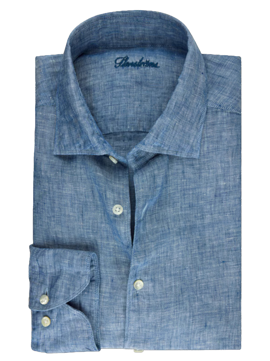 Stenströms blauw linnen overhemd Fitted body-100% Linnen-HEREN SHIRTS-Blauw