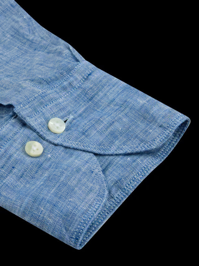 Stenströms blauw linnen overhemd Fitted body-100% Linnen-HEREN SHIRTS-Blauw