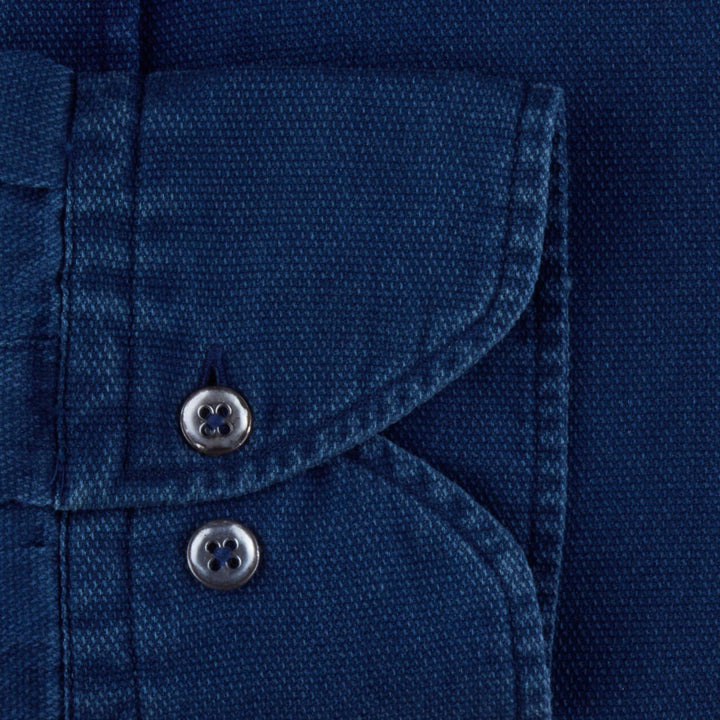 Stenstroms denim pique shirt-100% katoen-HEREN SHIRTS-Blauw