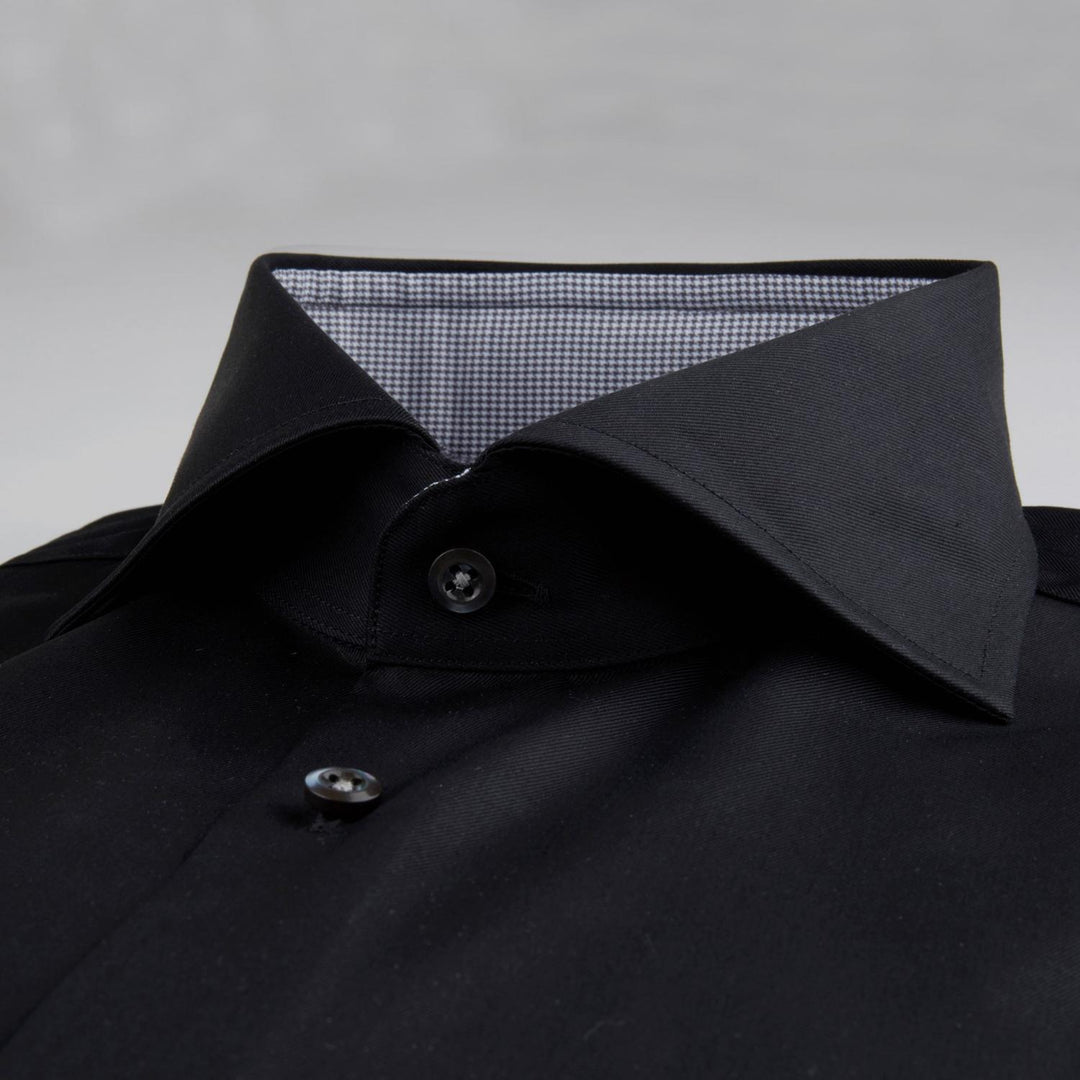 Stenstroms Fitted body shirt-100% katoen-HEREN SHIRTS-Zwart