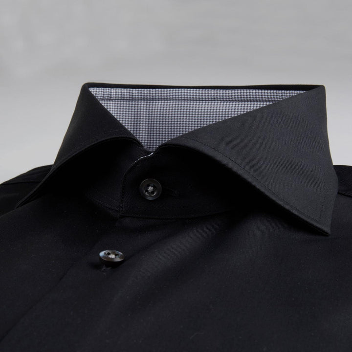 Stenstroms Fitted body shirt-100% katoen-HEREN SHIRTS-Zwart