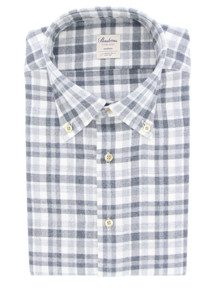 Stenstroms flanel overhemd-100% katoen-HEREN SHIRTS-Grijs